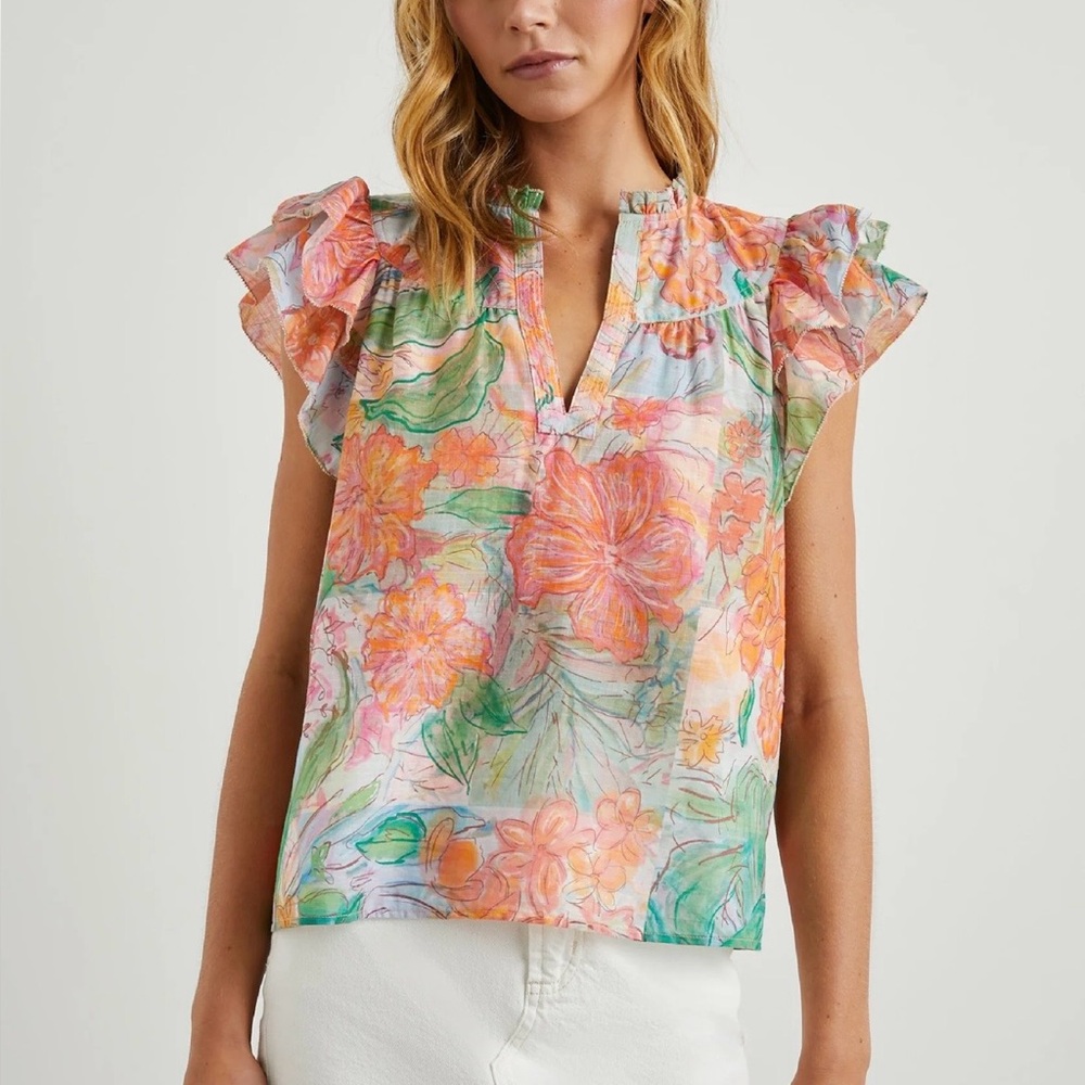 Rails Multicolor Floral Ruffle Blouse